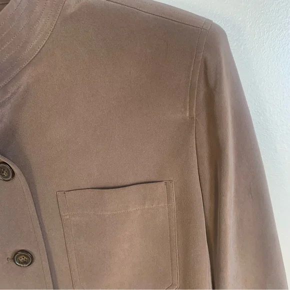 Jones New York 100% Silk Blazer Jacket Mocha Brown - Picture 3 of 12